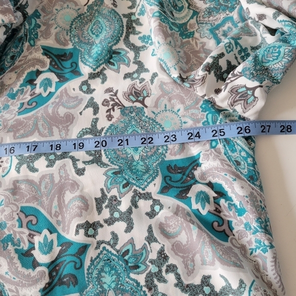 Diane Gilman DG2 Paisley Print Tunic Blouse Plus Size 1X Blue - Picture 9 of 10